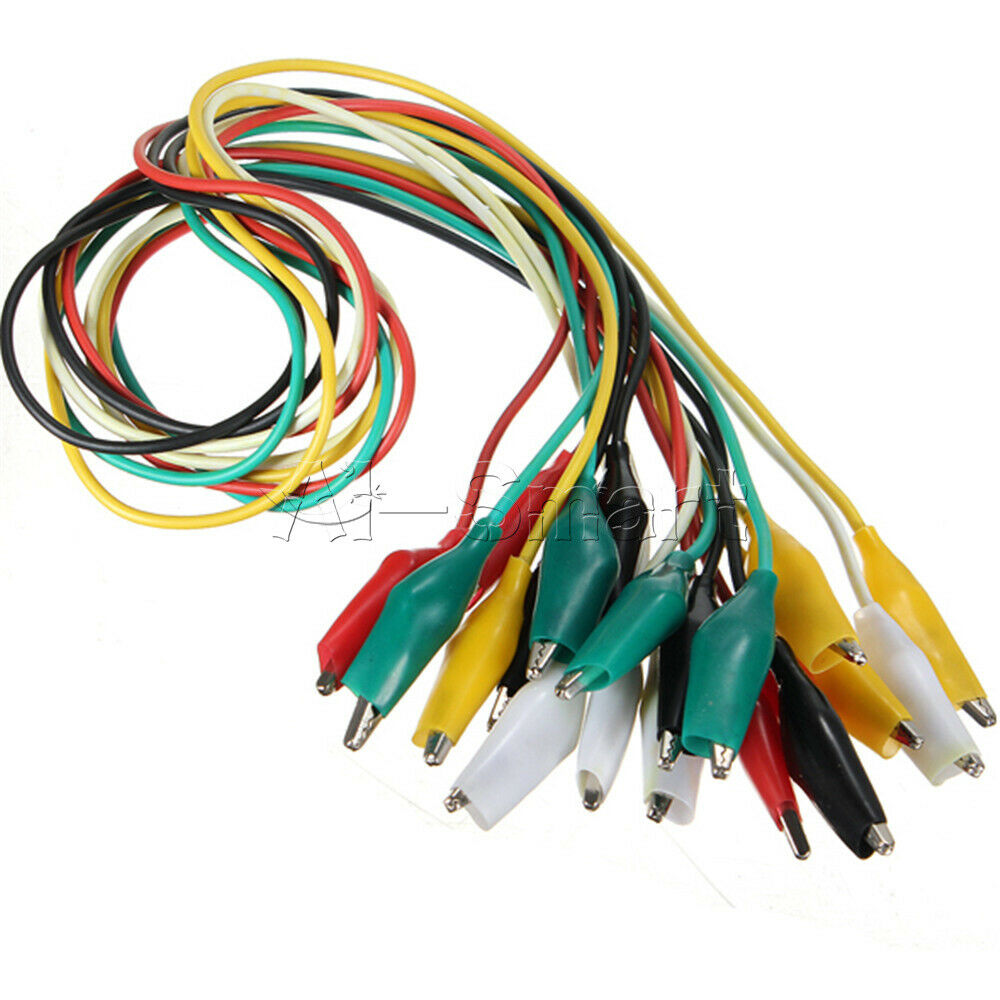 10pcs 50cm Crocodile Clips Cable Double-ended Alligator Jumper Test Leads Wire