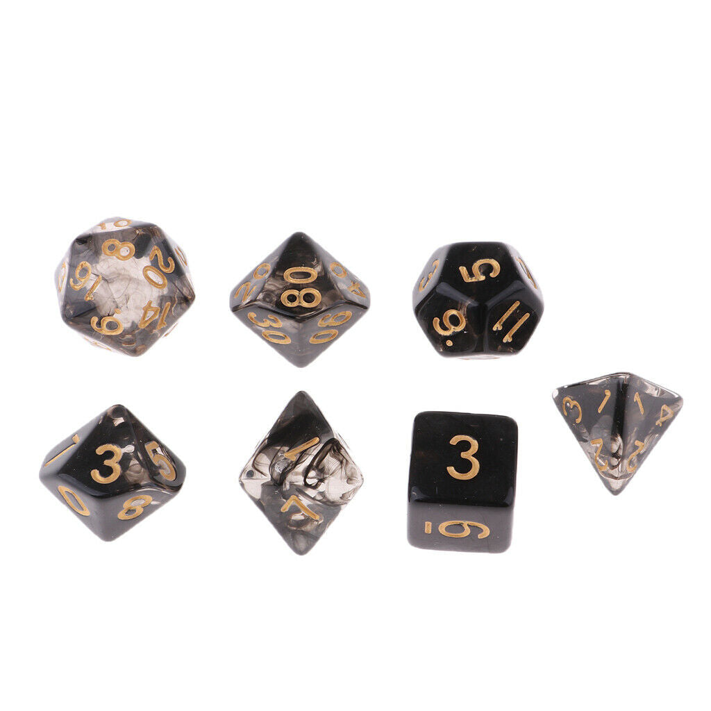 7 Pieces Plastic Clear Transparent Multi-side with Number Dice Set style1