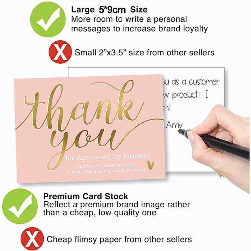 50 Pcs Pink Thank You Card Businesses Greetings Card Praise For Small NEW