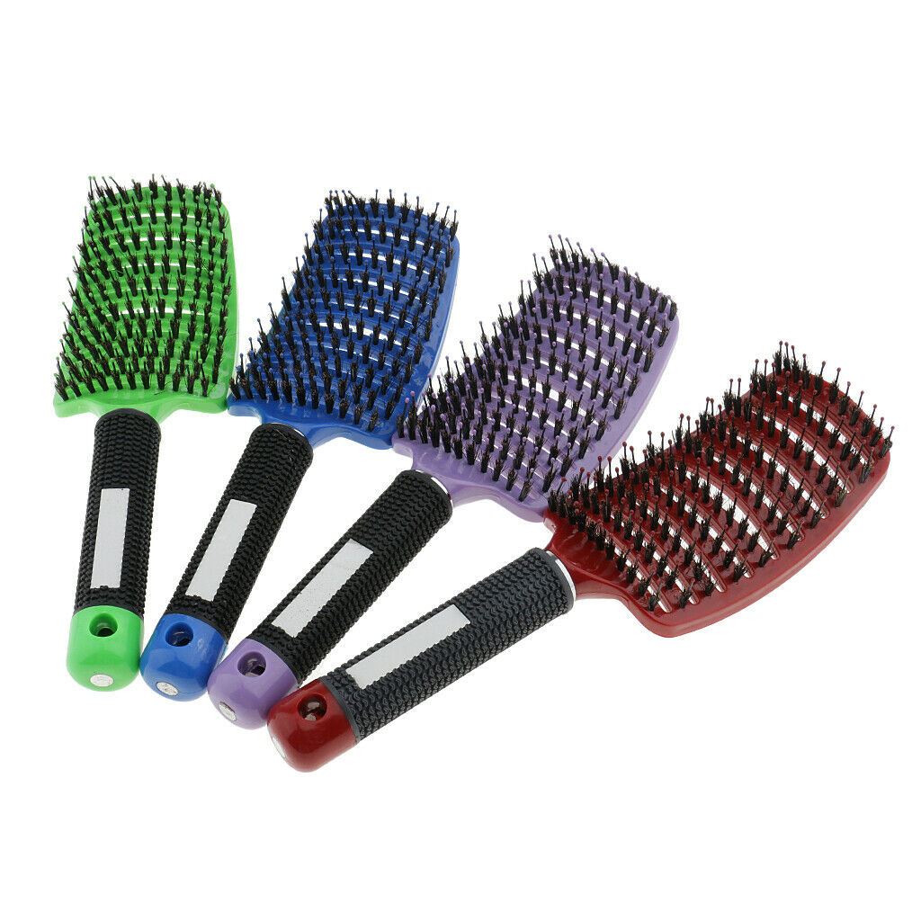 Comfortable Paddle Detangling Hair Brush Curved Vented Pins Comb Massager