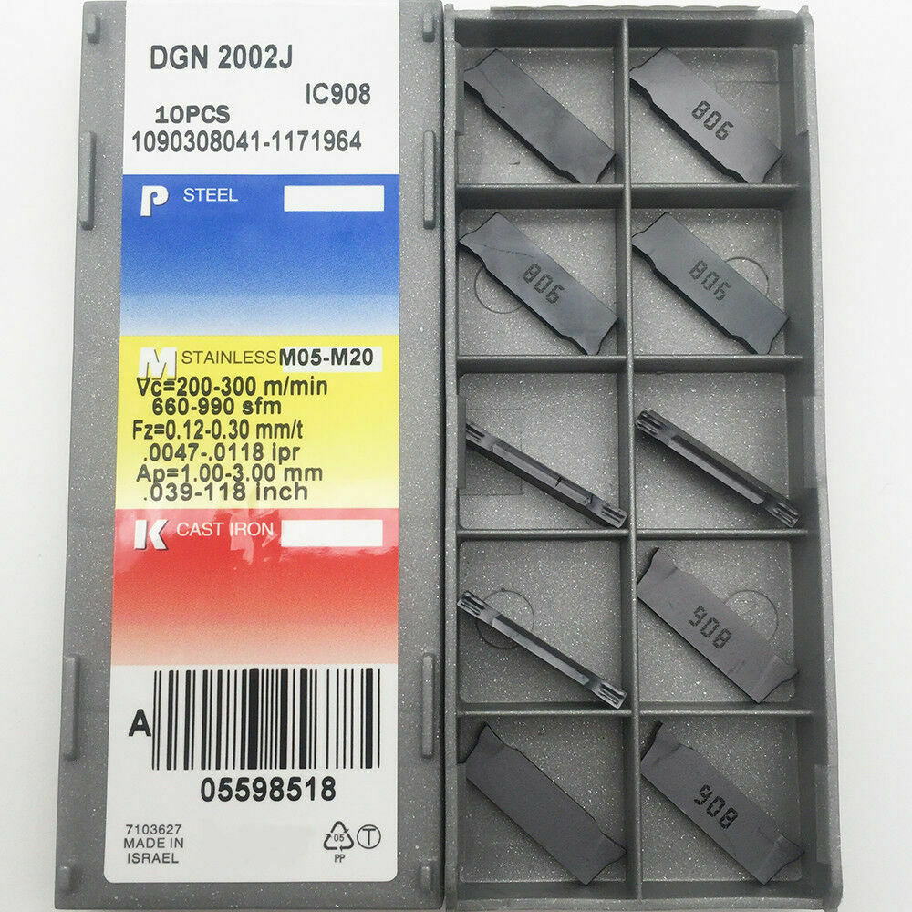 10pc DGN 2002J IC908 Grooving cutting Insert Carbide blade 2mm wide Carbide bits