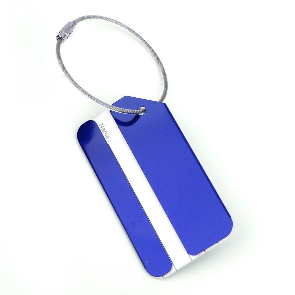 Personalized Aluminum Alloy Metal Luggage Tag Label ID Tag with Chain Blue