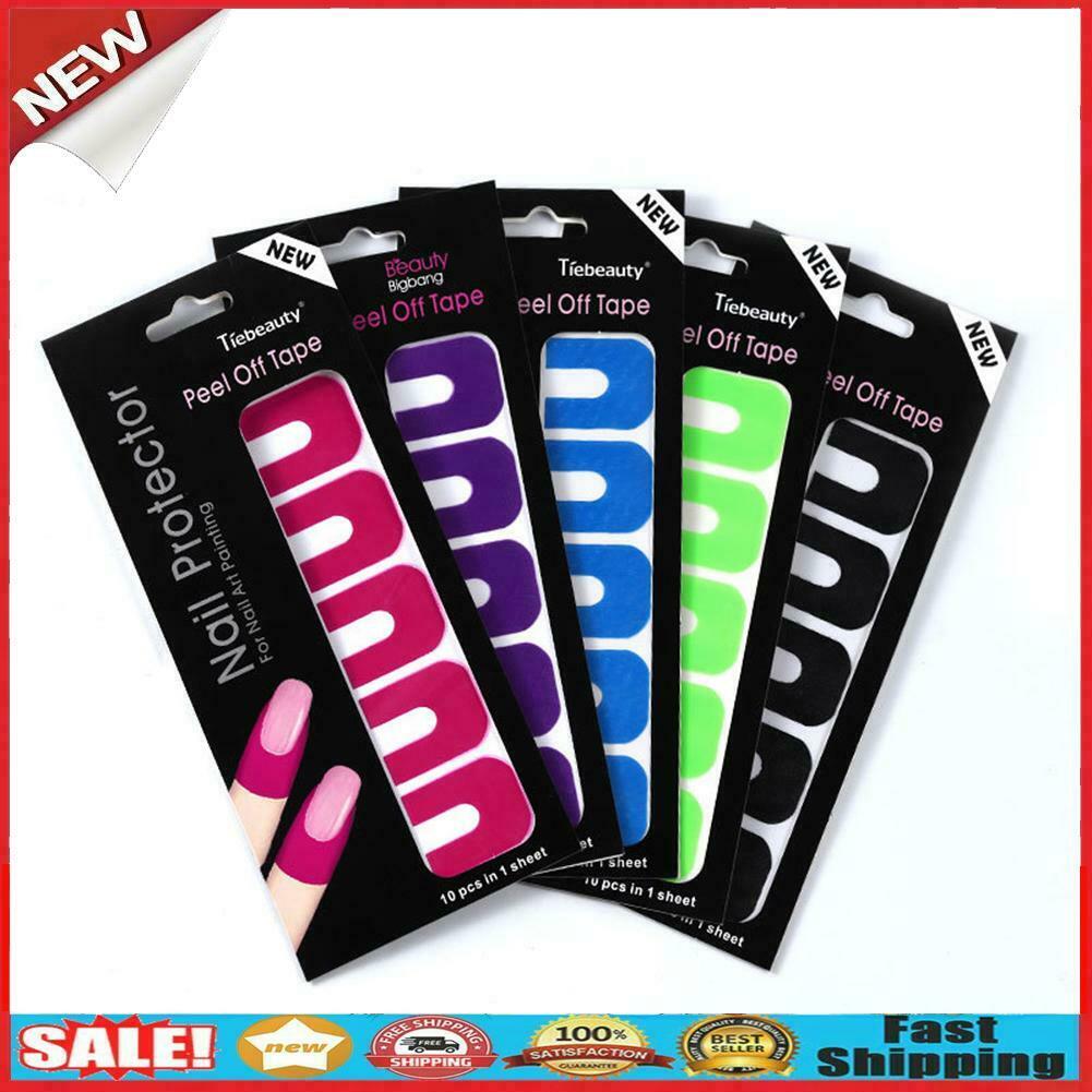 U-shape Spill-proof Nail Polish Varnish Protector Stickers Peel Tape Random @
