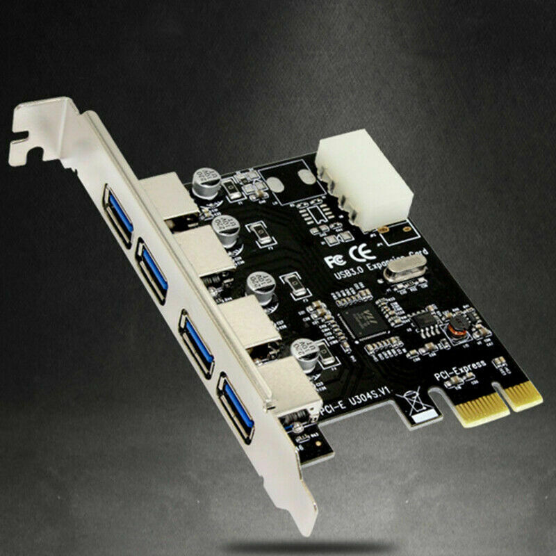 PCI-E to USB 3.0 4-Port PCI Express Expansion Card Adapter Hub VIA 5Gbps Speed 1