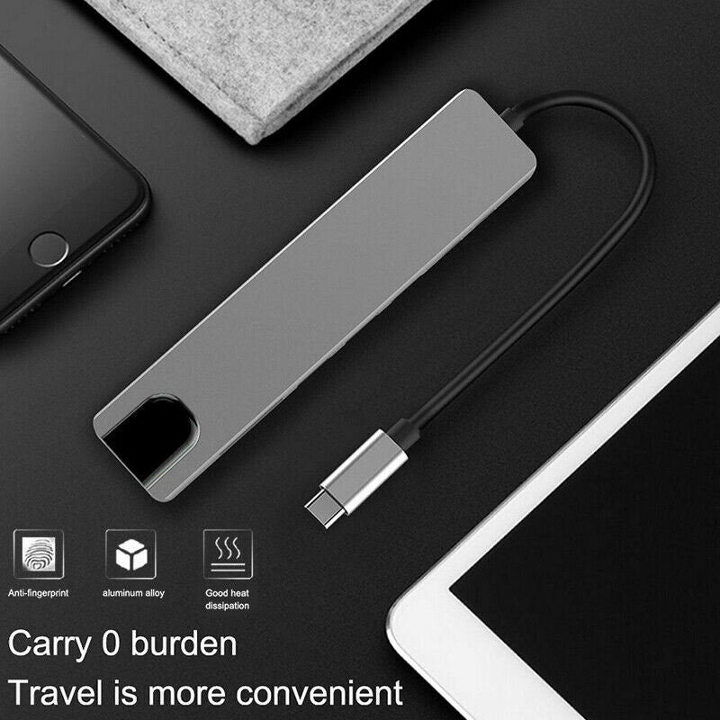 For MacBook Pro Air 8 in 1 Multiport USB-C HUB 4K HDMI USB 3.0 Aux Adapter Cable