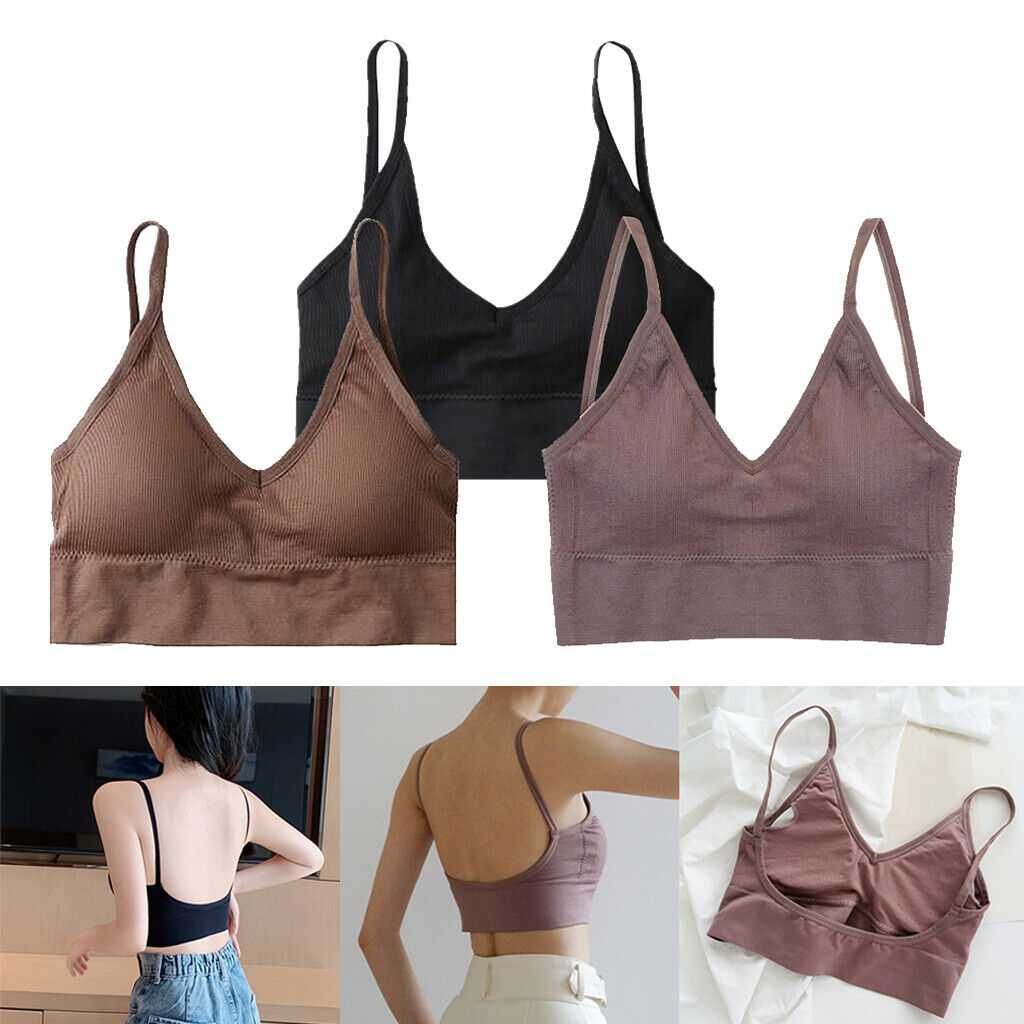 3pcs Women's Sexy Padded Bralette Seamless Comfort Bra Camisole Crop Top