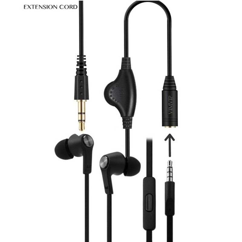 Black 3.5Mm M/F Stereo Headphones Audio Extension Cable 1M with Volume ControlW1