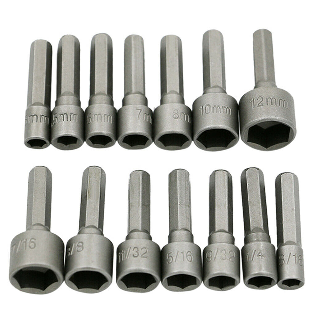 Power Hexagon Socket Set Extension 5-13mm Adapter DIY Household Tools 14pcs