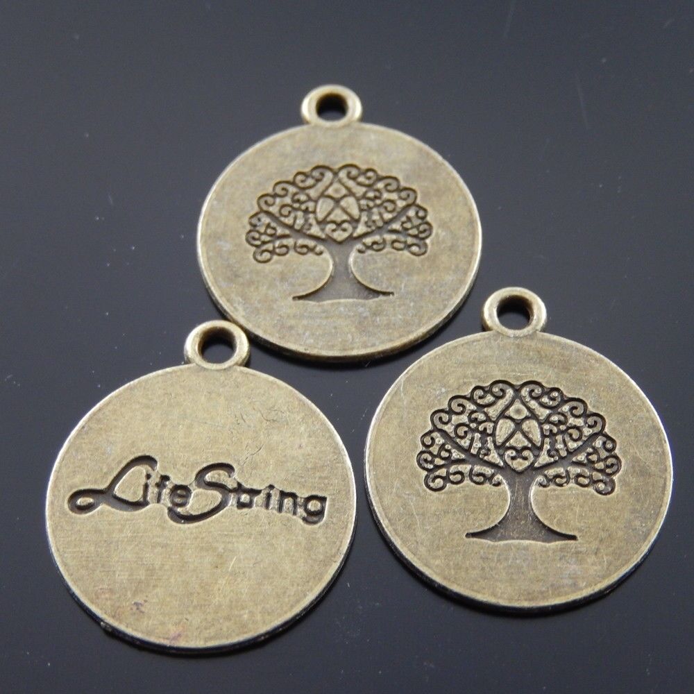 20 pcs Antiqued Bronze Life Tree Tag Charm Alloy For Bracelet Pendant DIY 19*1mm