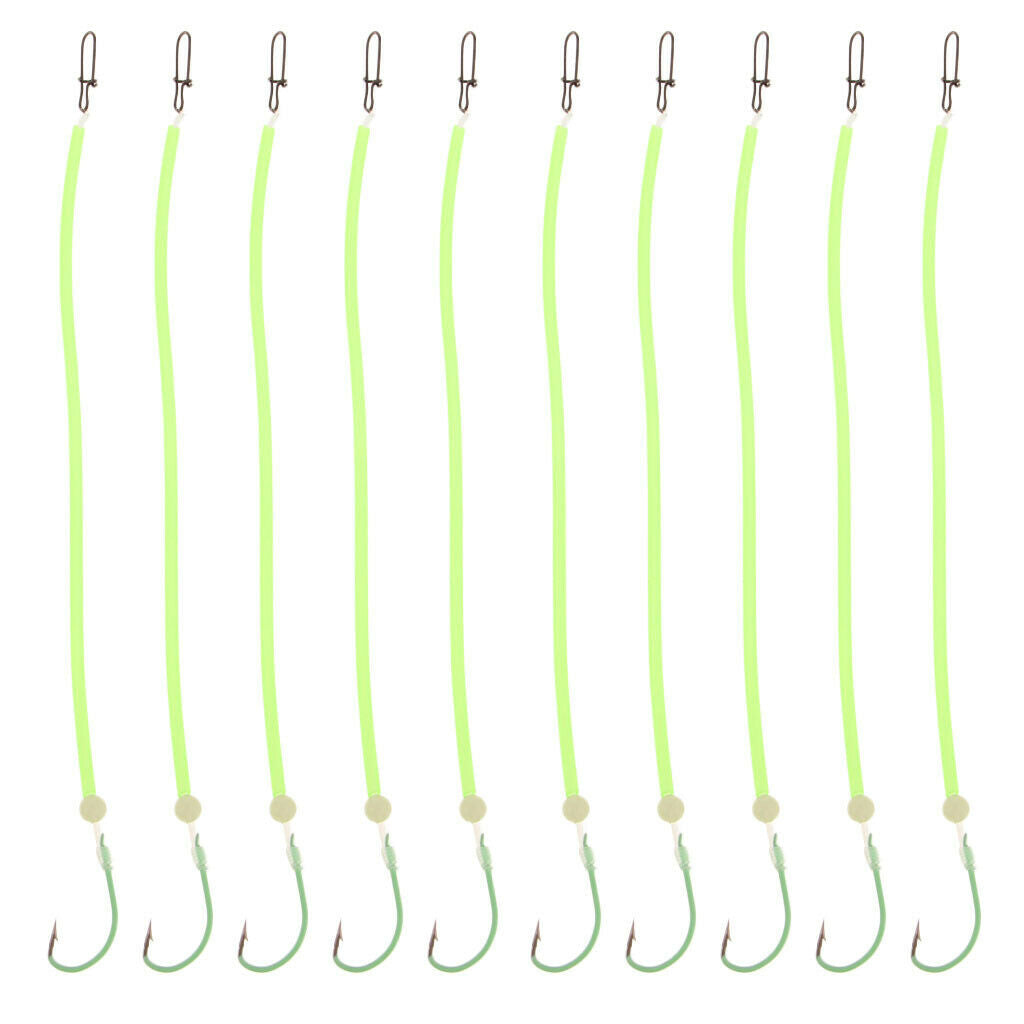 10x Fishing Ready Tied Chod Rigs w/ Snap & Luminous Tube Hook  Hook Size 14