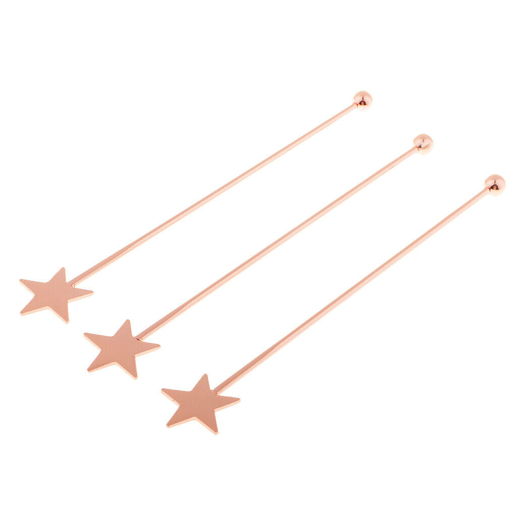 6pieces Copper Sturdy Cocktail Stirrer Swizzle Sticks Stainless Steel 15.5cm for