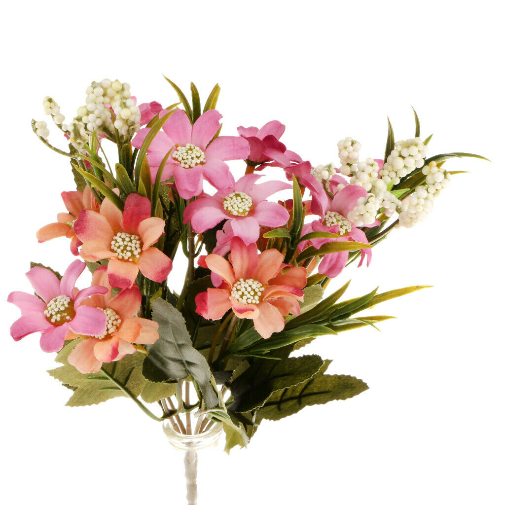 2Pcs Artificial Daisies Flowers Outdoor Bundle Foliage Greenery Bushes for