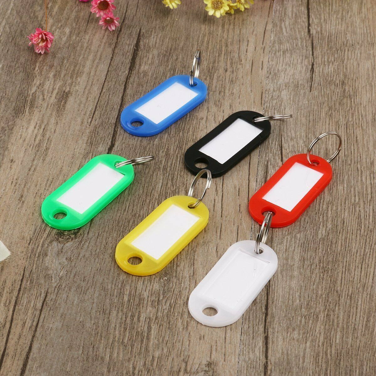 30pcs Keychain Colorful ID Label With Split Ring Random Color Pendant