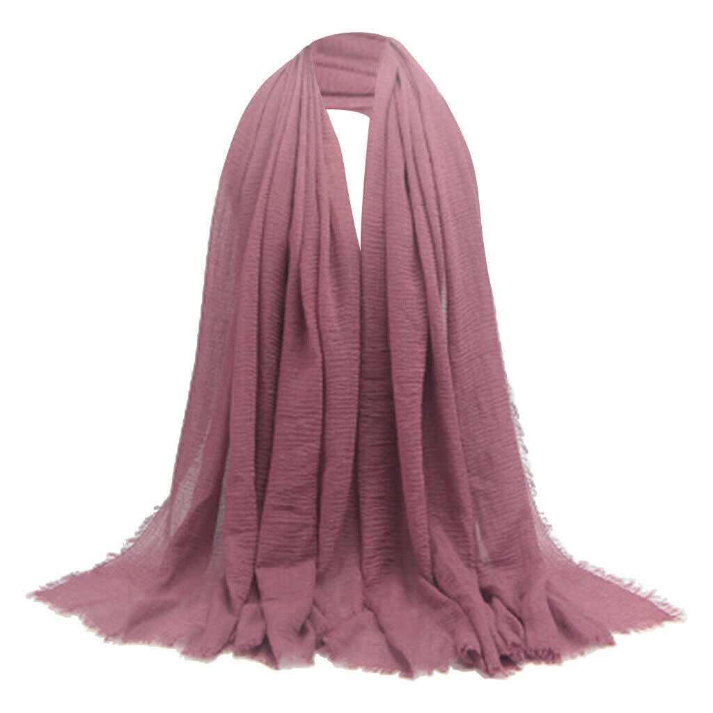 2 Pieces Muslim Ladies Soft Cotton Long Scarves Solid Hijab Shawl Head Scarf