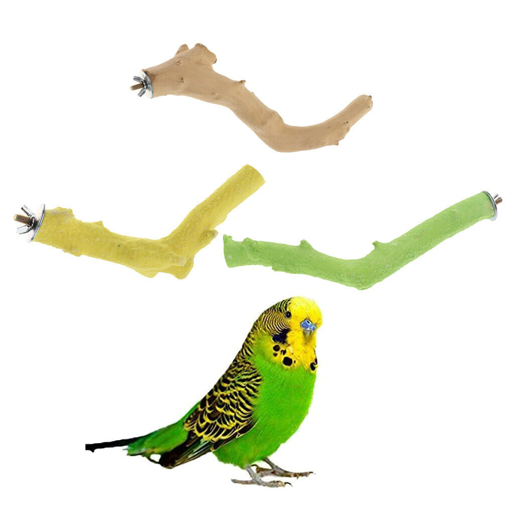 1Pc Bird Perch Stand Platform, Natural Wood Paw Grinding Bird Cage Perch for