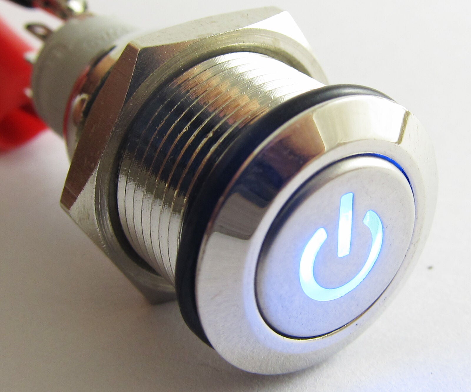 Metal Blue LED Push Button Momentary Waterproof Self-Locking Switch 16mm QN16-C5