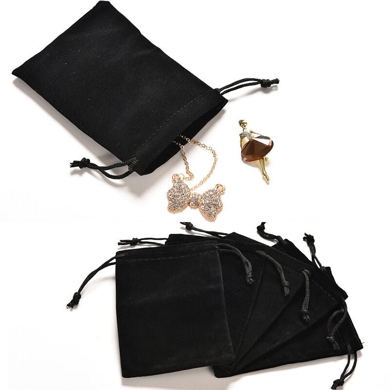 2X Jewelry Bag Black Velvet Necklace Ring Earrings Storage Bag Display Bag.l8