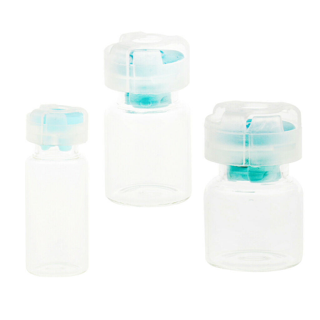 Lots 10pcs Empty Clear Glass Dram Bottles Vials With Black Screw   Blue  3ml
