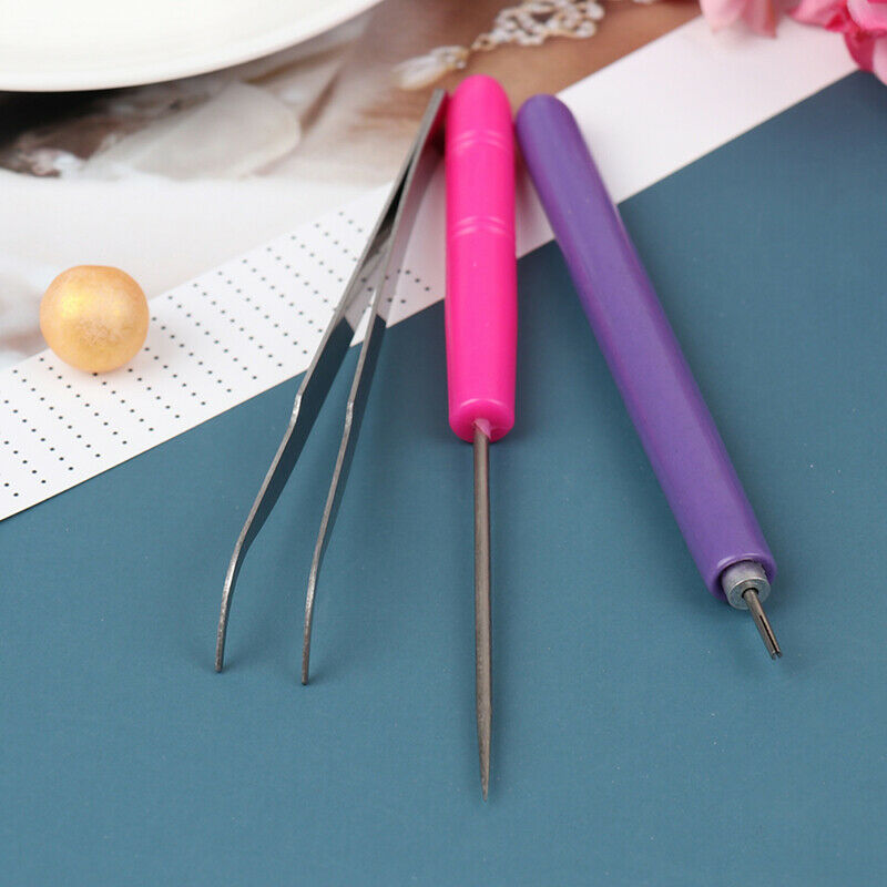 3PCs Tweezer Needles Slotted Pen Tool Kit Quilling Paper DIY Set Paper To.l8
