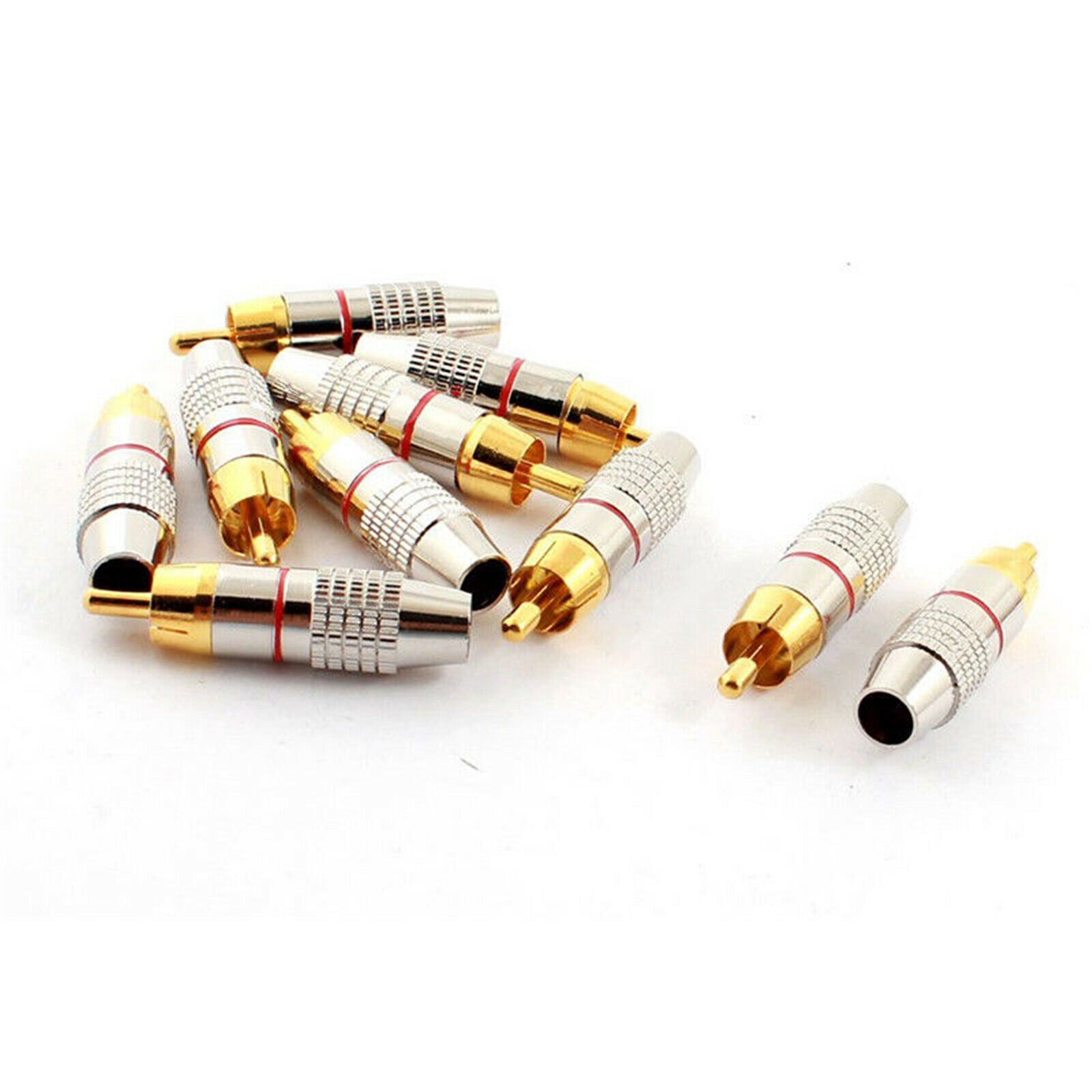 20pcs Black + Red RCA Male Plug Adapter Solder Audio Video Phono Cable Connector