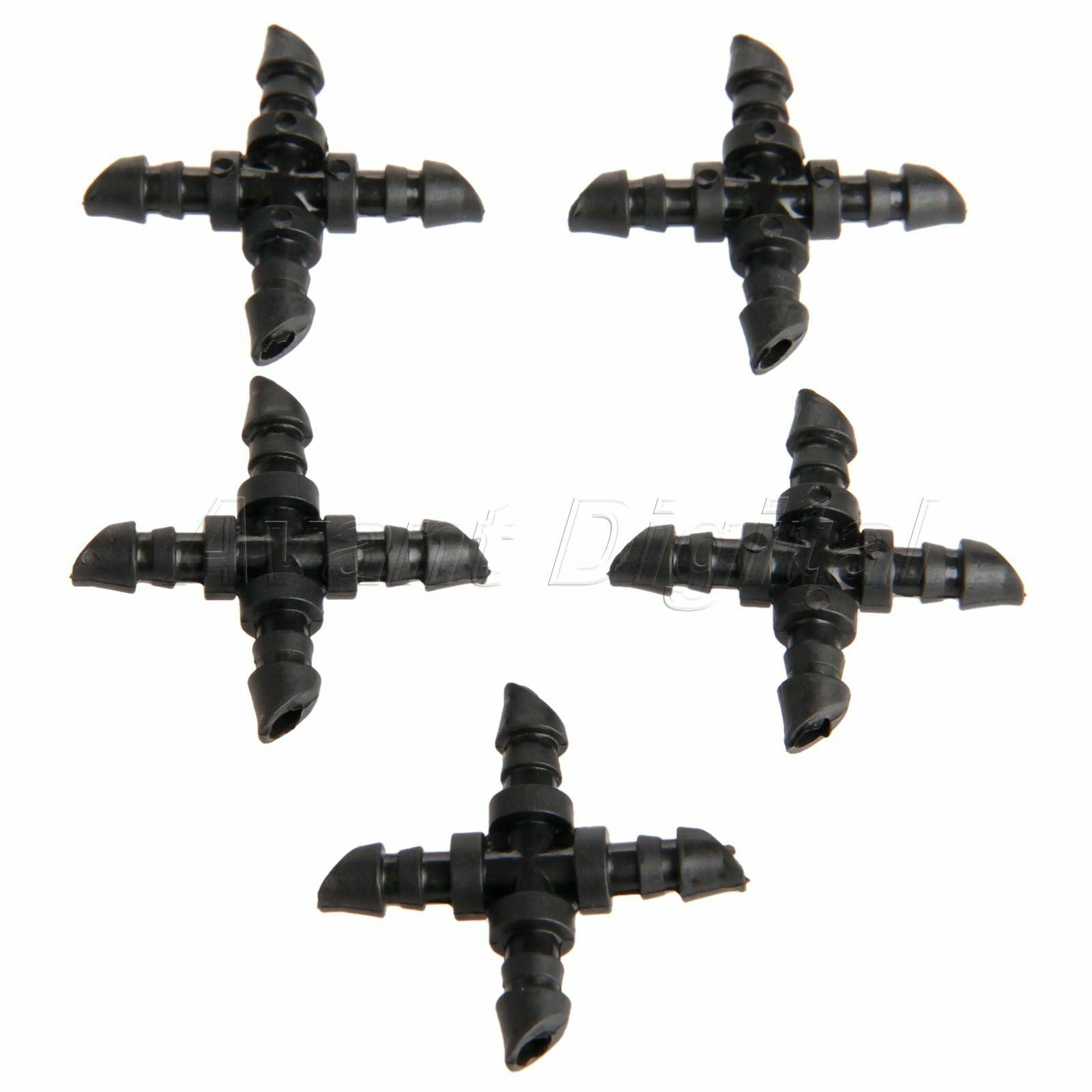 Black Cross Straight Barbed Connector For 4/7 mm Hose Garden Irrigation 50pcs