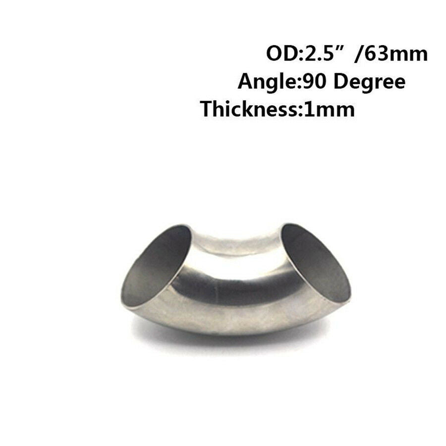 2.5'' 63mm OD Stainless Steel Exhaust Weld 90 Degree Bend Elbow Pipe Fitting Kit