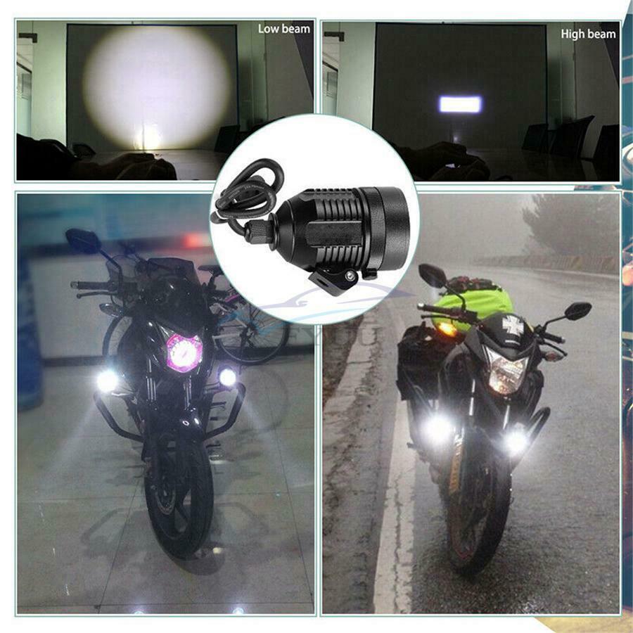 1x 6000K-6500K White Motorcycle Spotlight Driving Light Adjustable Zoom Aperture