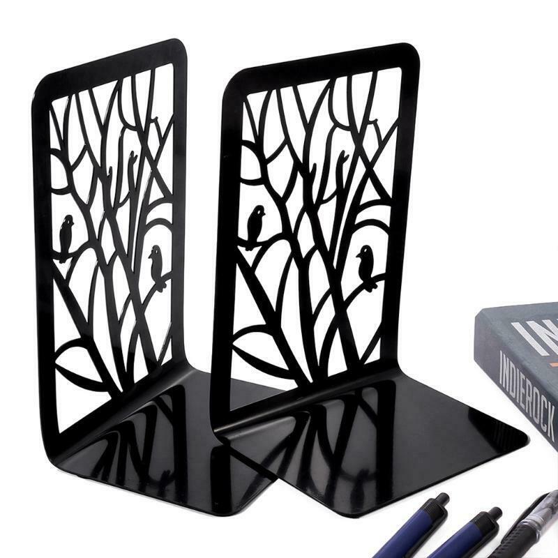 2 Pcs Decorative Bookends File Holder Creative Hollow-out Book Magazine Stands