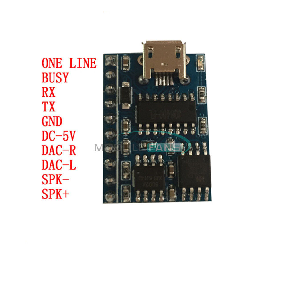 JQ8400 JQ8400FL-10P Voice Module Serial Control USB 32M MP3/WAV Play top