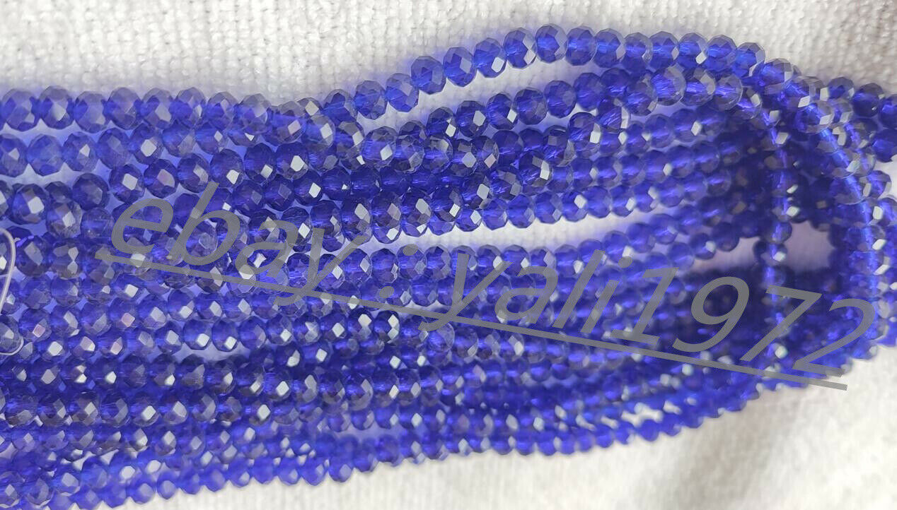 Wholesale 1200pcs 4x6mm Blue Faceted Crystal Rondelle Loose Beads
