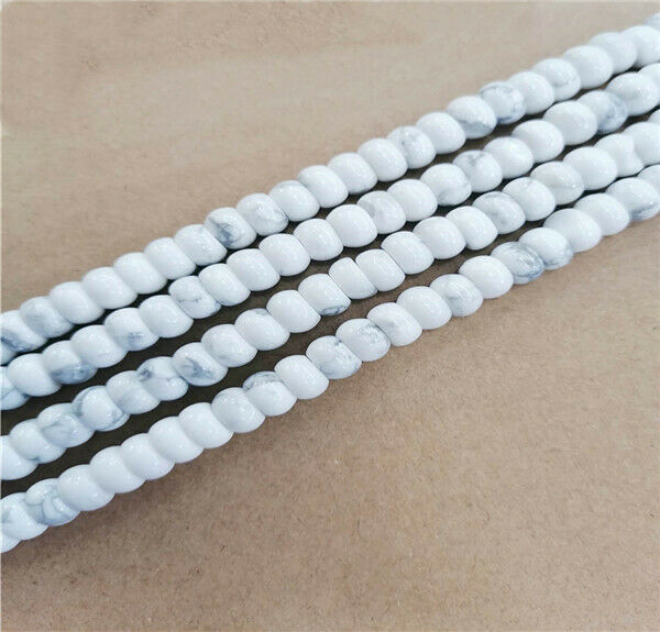 1 Strand 8x5mm Natural White Howlite Rondelle Abacus Spacer Beads 15.5" HH9348