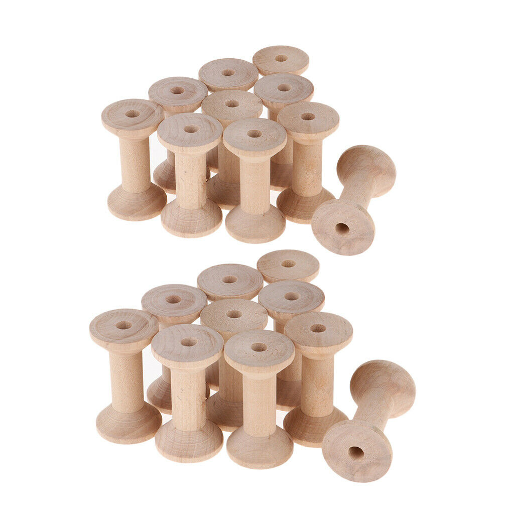 20x Wooden Empty Thread Spool Reel Bobbin Sewing Tool Natural Color 3.5x6cm