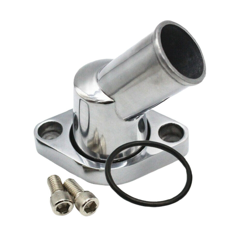 45° Chrome Water Neck Thermostat Housing for Chevy SBC BBC 305 327 350 348