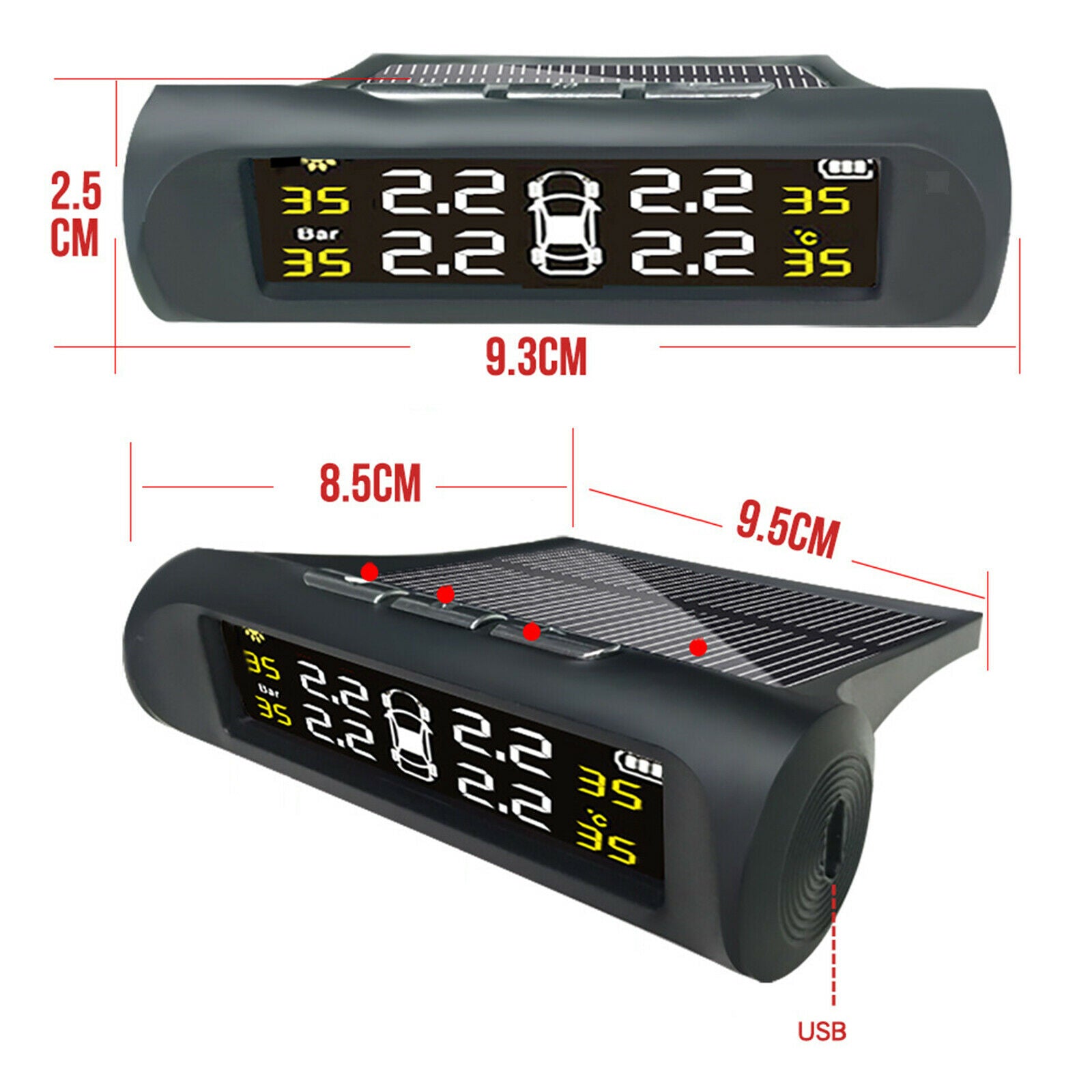 Solar TPMS LCD Car Tire Tyre Pressure Monitoring System for RV Trailer