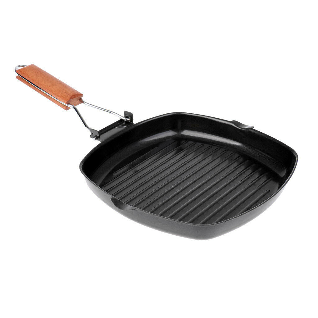 Outdoor Camping BBQ Portable Folding Frying & Grill Non-stick Iron Pan