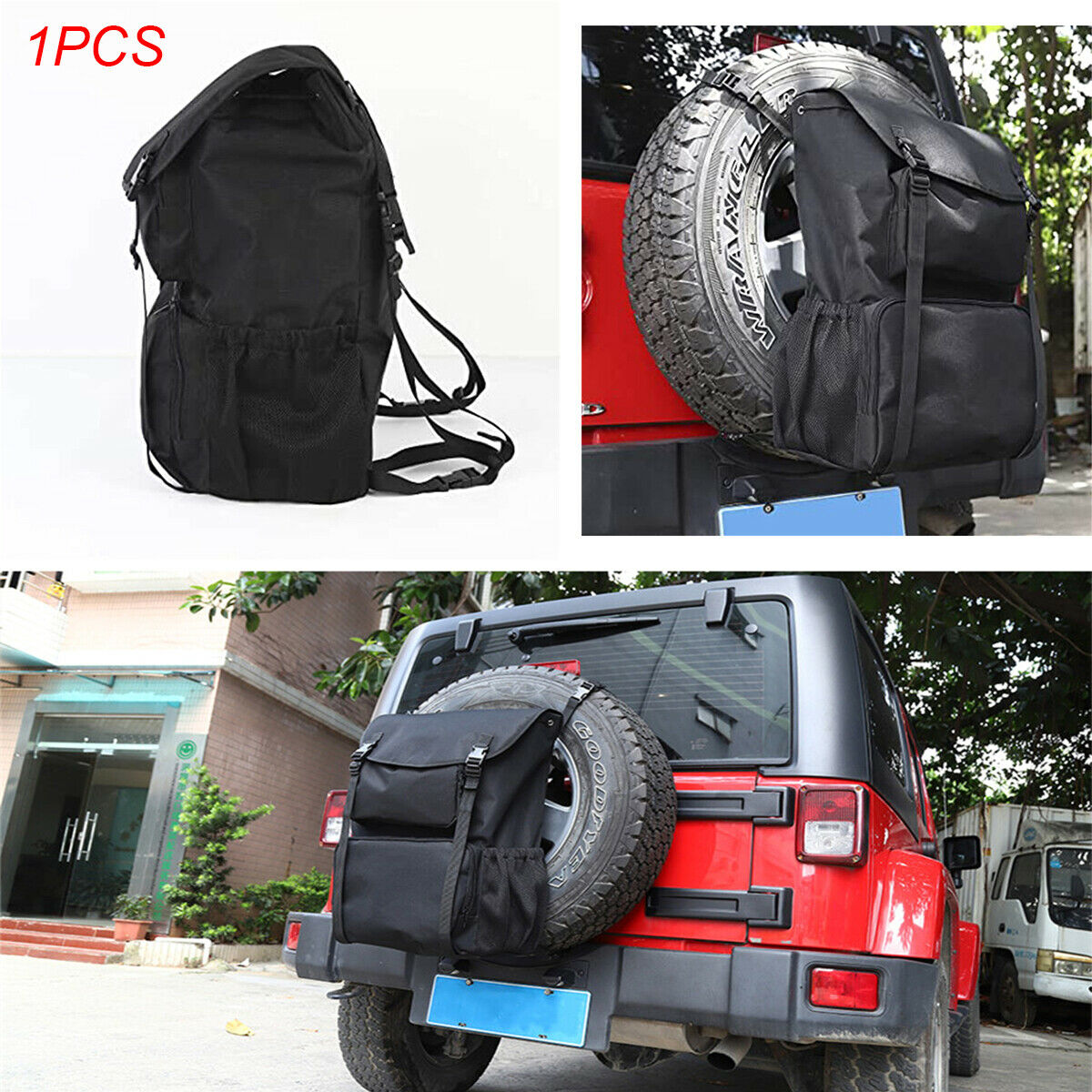 1PCS Car Spare Tire Multifunctional Storage Bag Black For Wrangler JK TJ JL