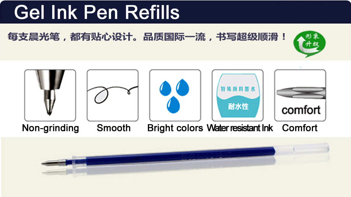 5pcs M&G AKR67K01 0.5mm Erasable Refill Rollerball Point Gel Pens Blue Ink new