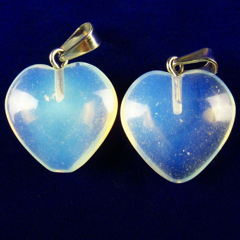 10pcs 23g Natural Opal Opalite Heart Pendant Bead 16x16x7mm A-224SK