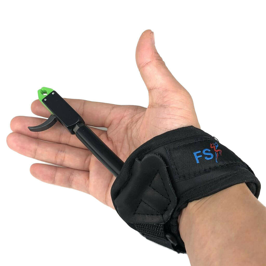 Archery Compound Bow Release Adjustable Black Wrist Strap with Green Clasp