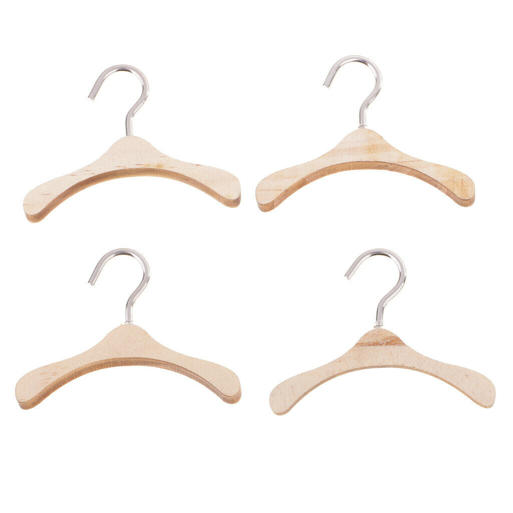 Prettyia   30Pcs   6cm   Wooden   Clothes   Hanger   Metal   Hook   for   BJD