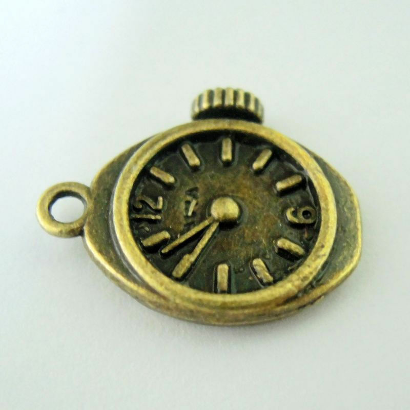 25 pcs Antiqued Bronze Alloy Mini Clock Charm Pendant Findings DIY 18x17x6mm