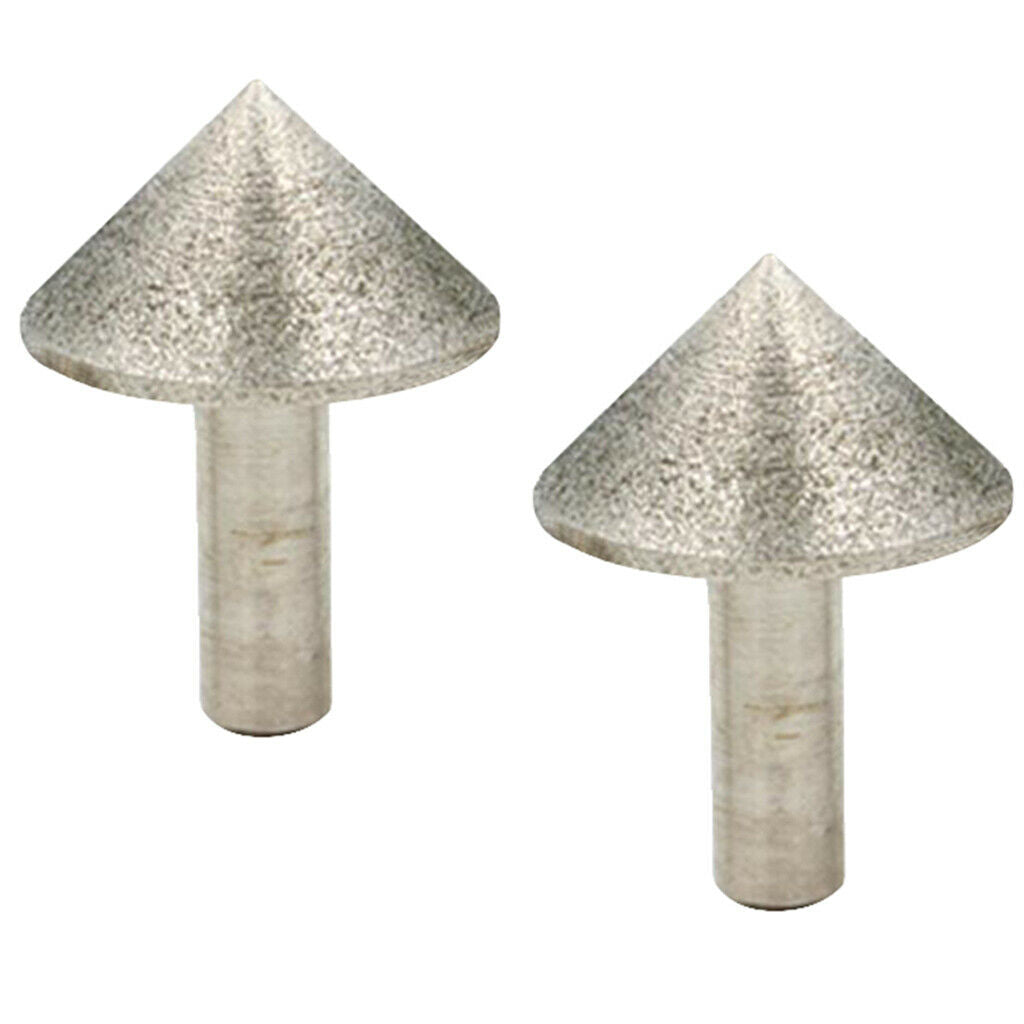 2x Diamond Grinding Head Points 90 Degrees Rotary Taper Single Type 25mm Dia