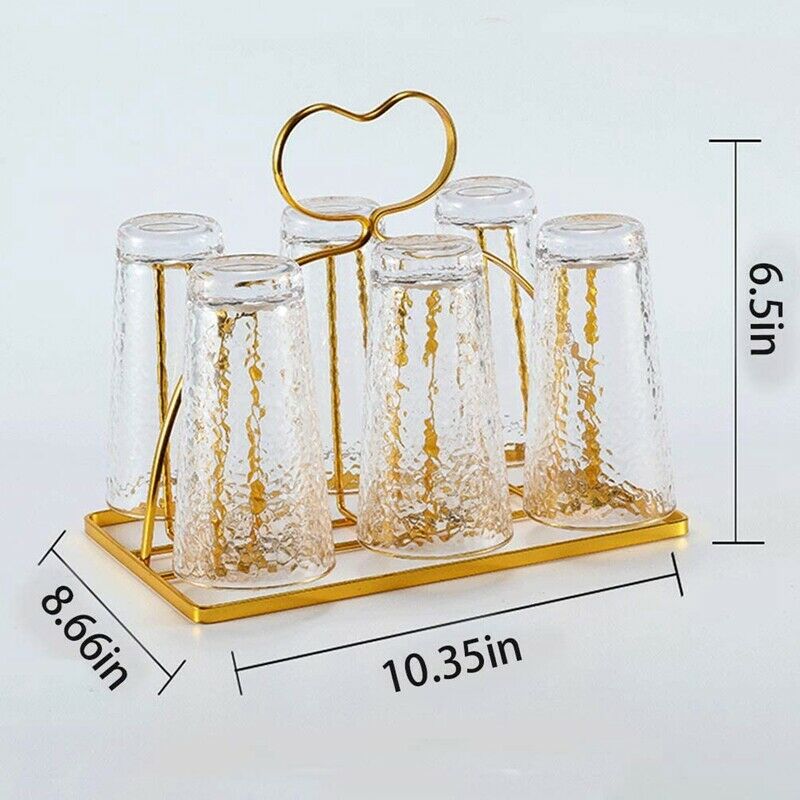 Cup Drying Rack Stand, Metal Bottle Drying Organizer Stand with 6 Cups or MuW3X3