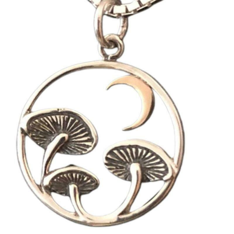 Mushroom Charm Necklace Creative Crescent Moon Pendant Jewelry Decor Party Favor