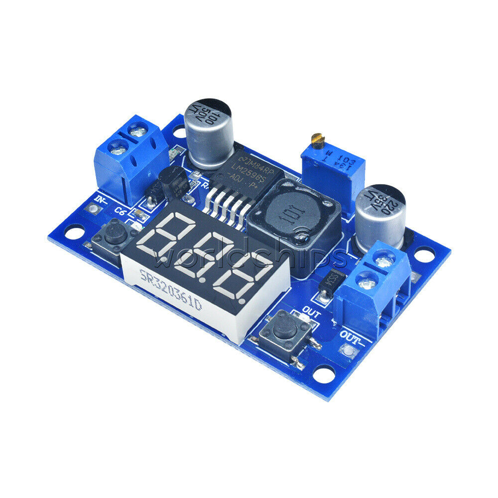 2PCS LM2596 Buck Step-down Power Converter Module 4.0~40 to 1.3-37V Voltmeter