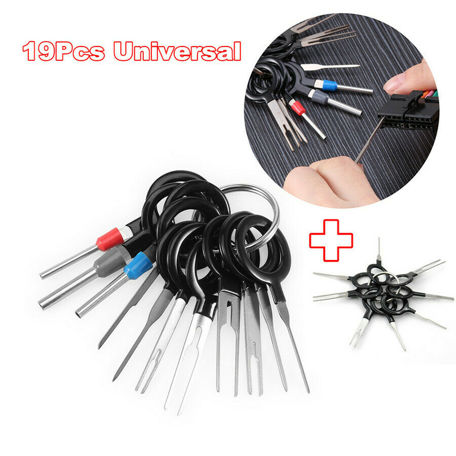 19Pcs Car Electrical Wiring Crimp Connector Pin Terminal Removal Extractor Tools