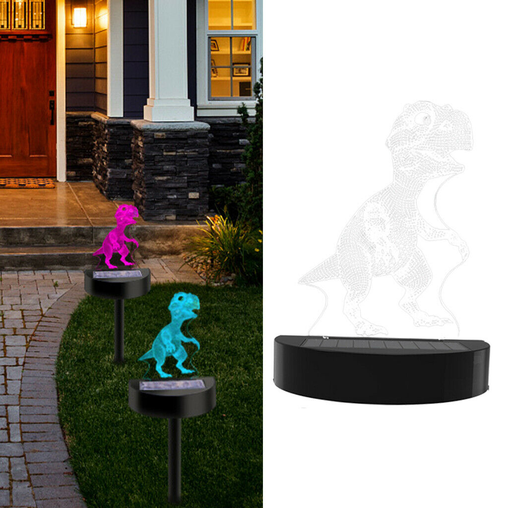 Solar Garden Light Illusion Dinosaur Waterproof Lamp Patio Backyard Decor