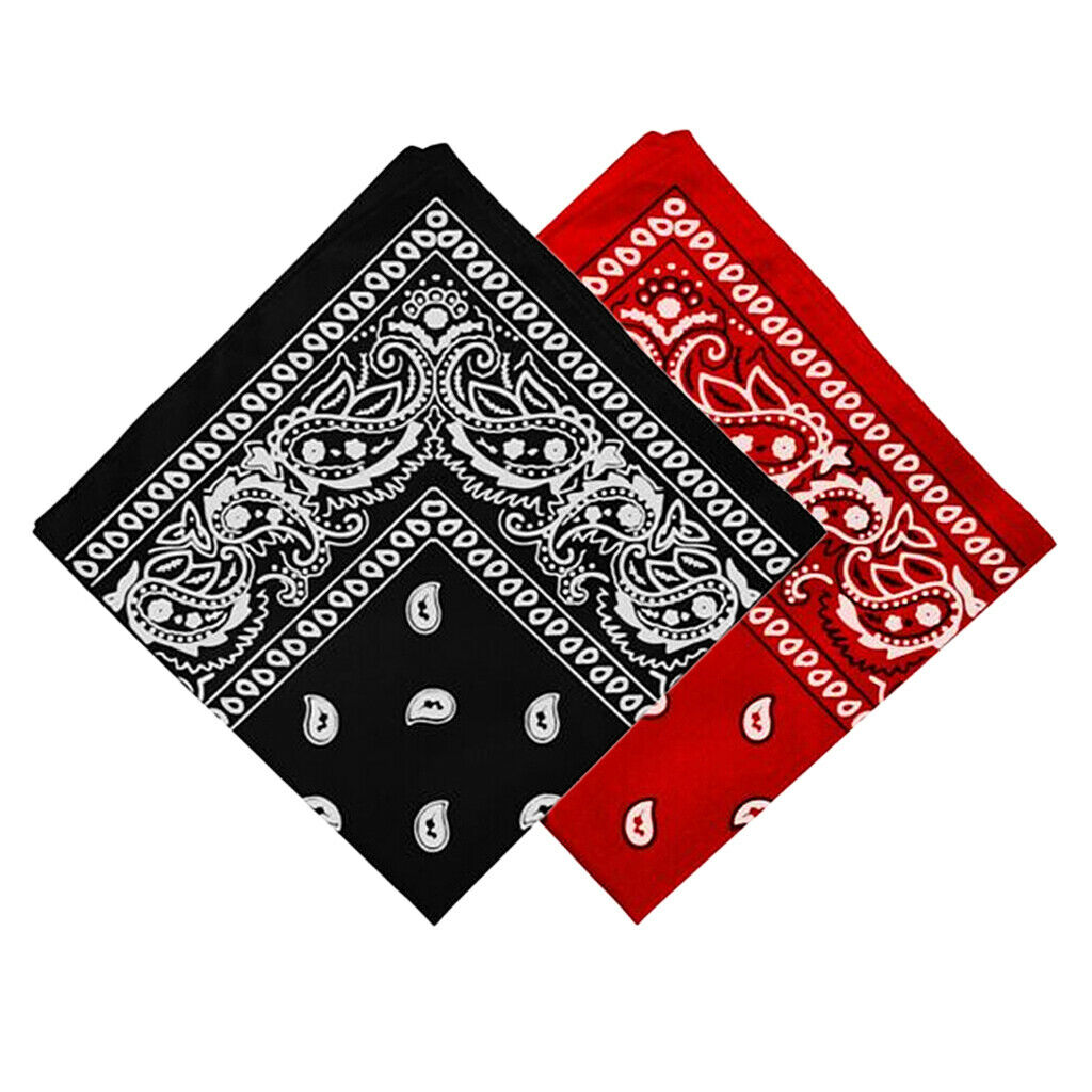 2pcs Women Men Cotton Double Sided Paisley Bandana Scarf Head Wrap Wristband
