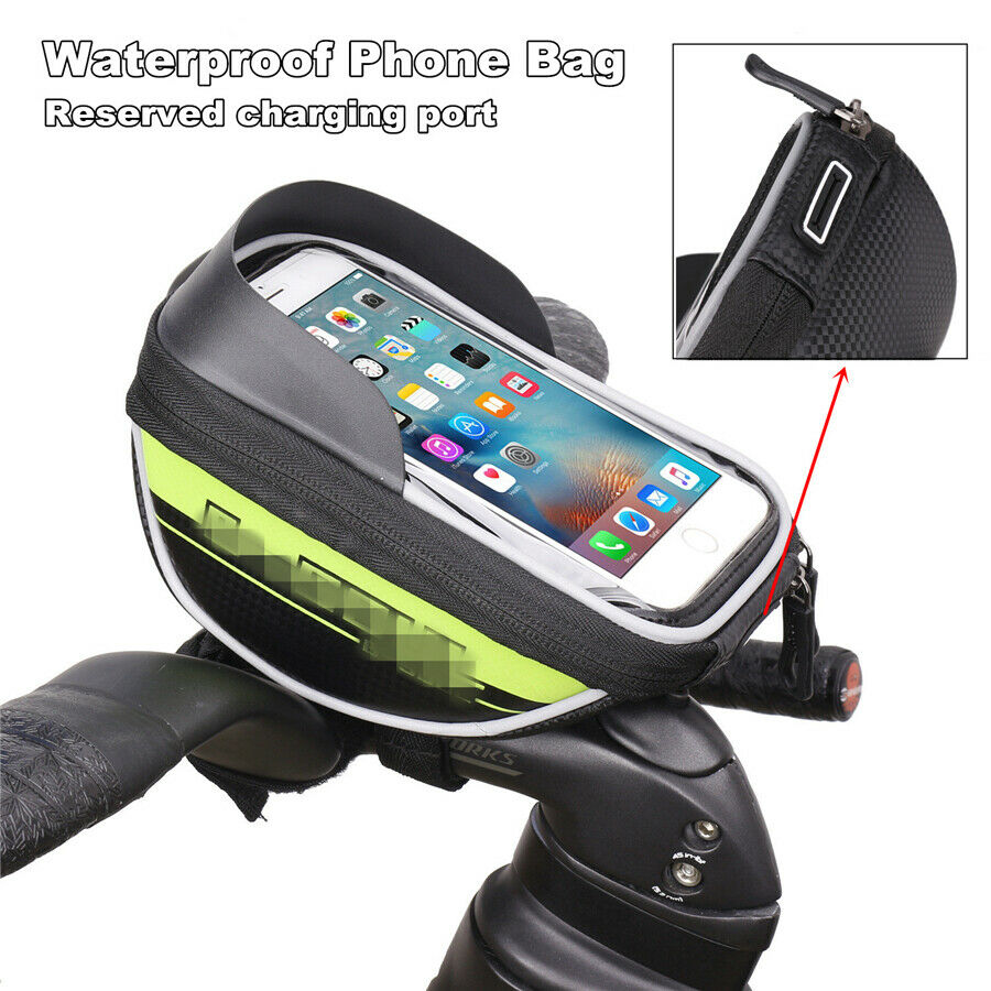 1X Handlebar Waterproof Mobile Phone Charger Bag with Transparent Touch Surface