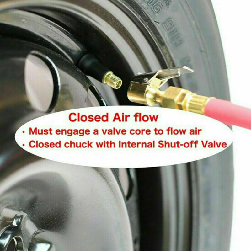2X Air Chuck Heavy Duty Open Flow Lock On -Tire Chuck + Clip for Inflator Gauge